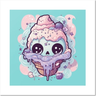 Kawaii Ice Cream Zombie Food Monsters: When the Cuties Bite Back - A Playful and Spooky Culinary Adventure! Posters and Art